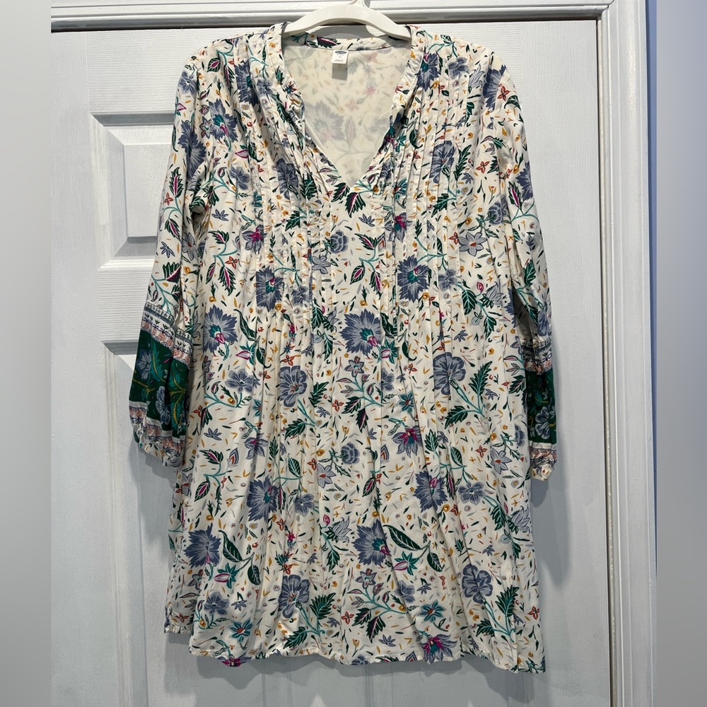 Old Navy Long Sleeve Floral Babydoll Dress (Size M)